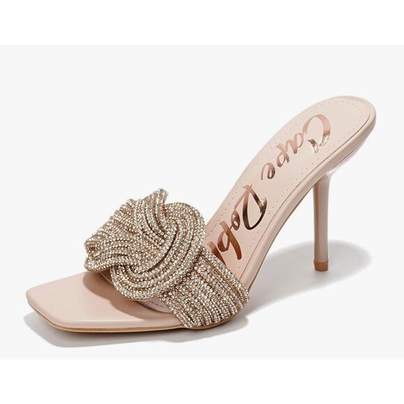 Cape Robbin Stiletto Heels with Rhinestone-Embellished Knot -10 - Picture 1 of 8